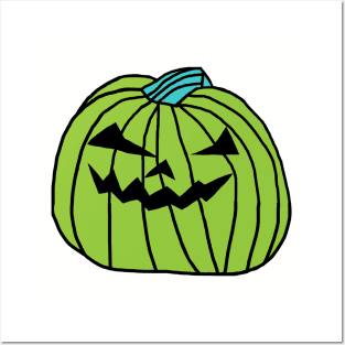 Big Green Halloween Horror Pumpkin Posters and Art